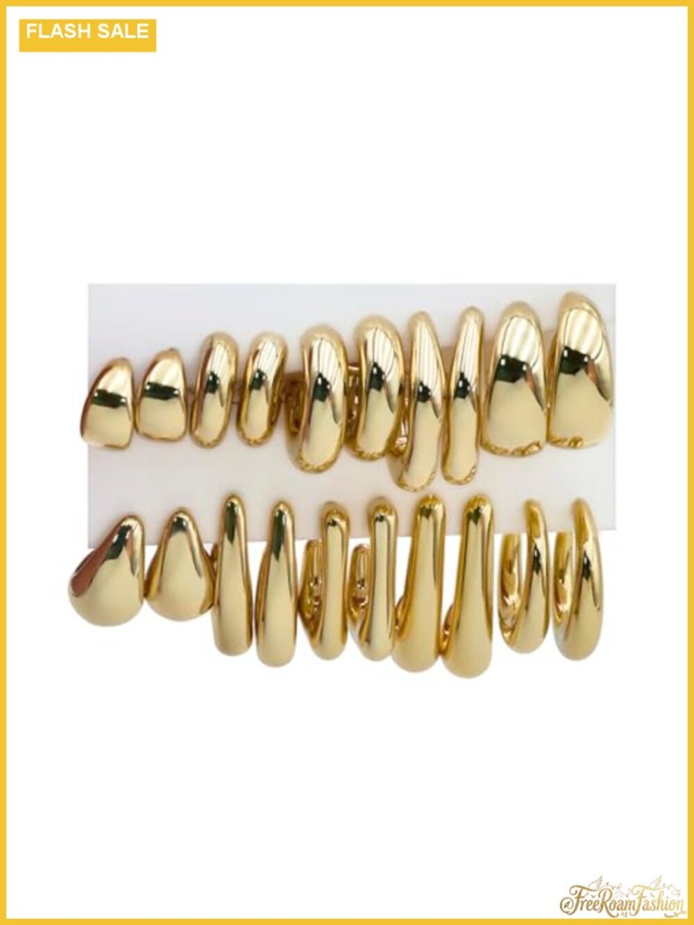 Chunky Gold Plated Hoop Dangle Earrings Set Hypoallergenic Lightweight